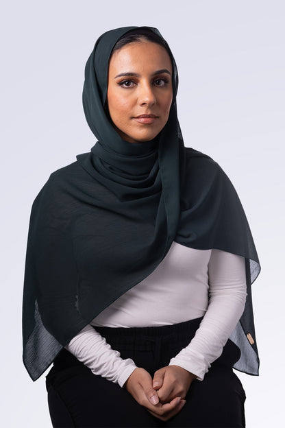Crinkle Chiffon Hijab - Forest Green