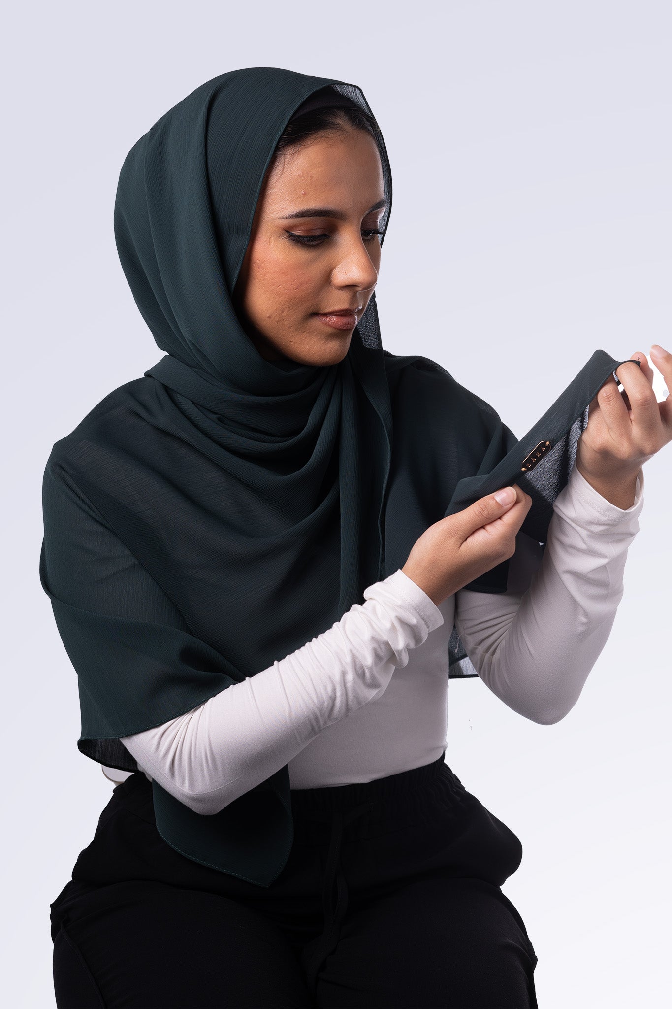 Crinkle Chiffon Hijab - Forest Green