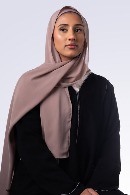 Crinkle Chiffon Hijab - Deep Taupe