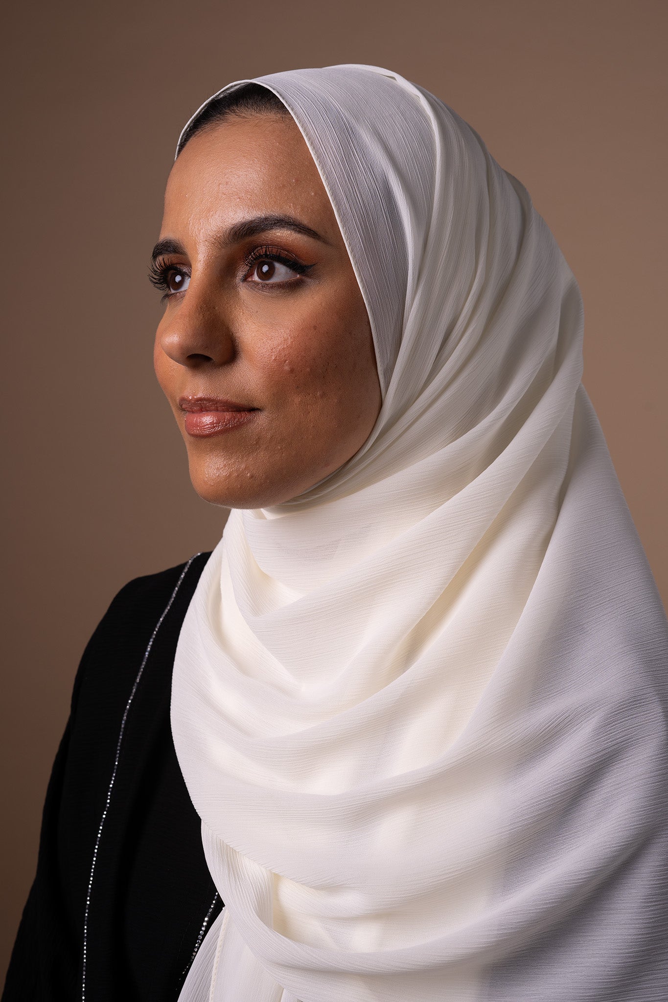 Crinkle Chiffon Hijab - Rich Cream