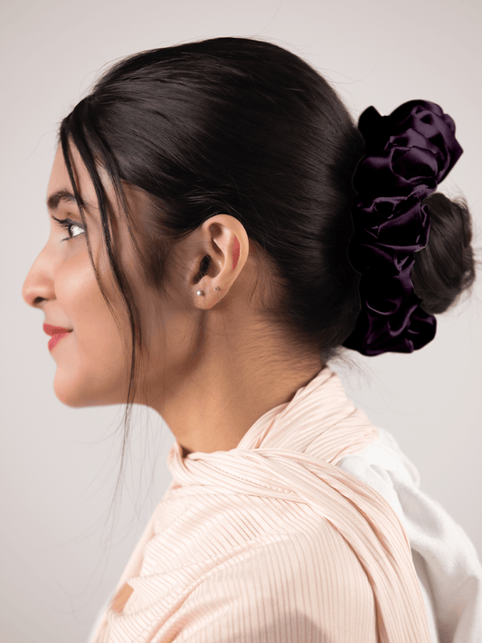Silk Scrunchie in Dark Purple