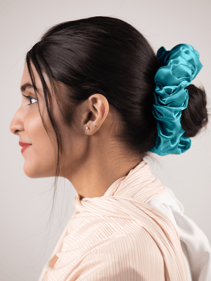 Silk Scrunchie in Sea Blue