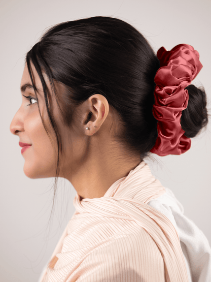 Silk Scrunchie in Rosy
